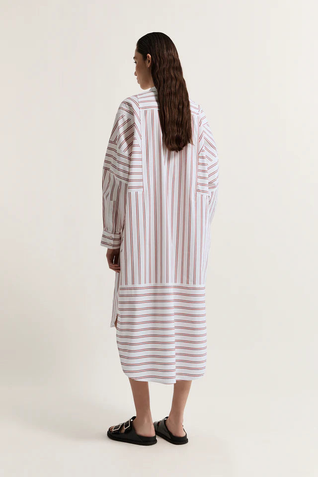 Lee Mathews Tucker Dress in Red Stripe