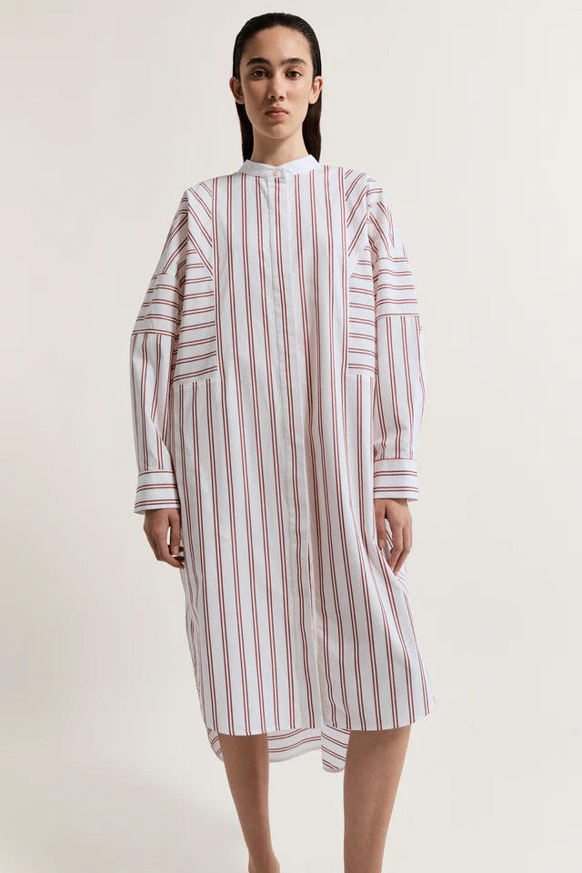 Lee Mathews Tucker Dress in Red Stripe