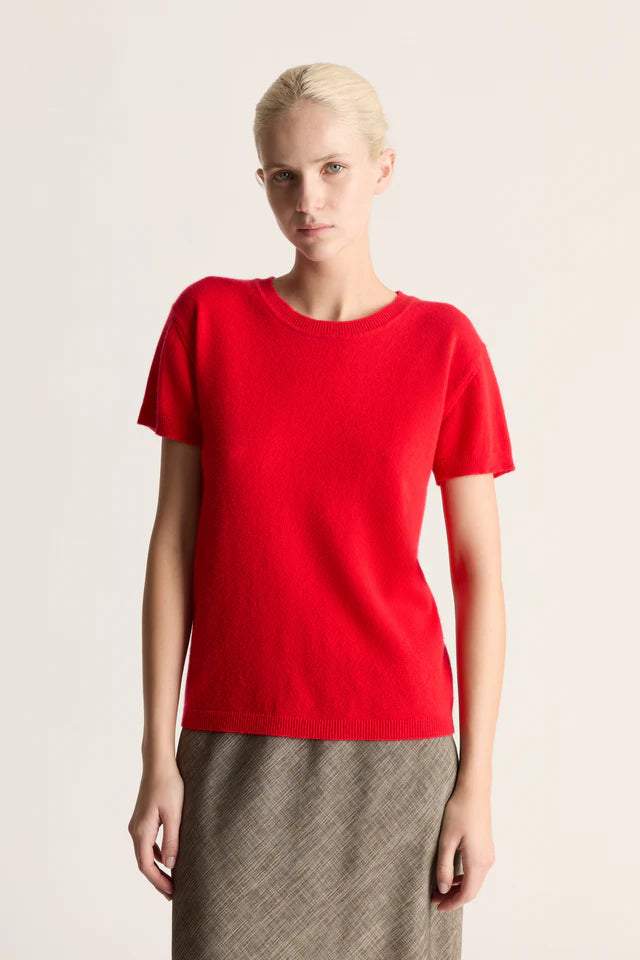 Lee Mathews Cashmere Tee in Ruby