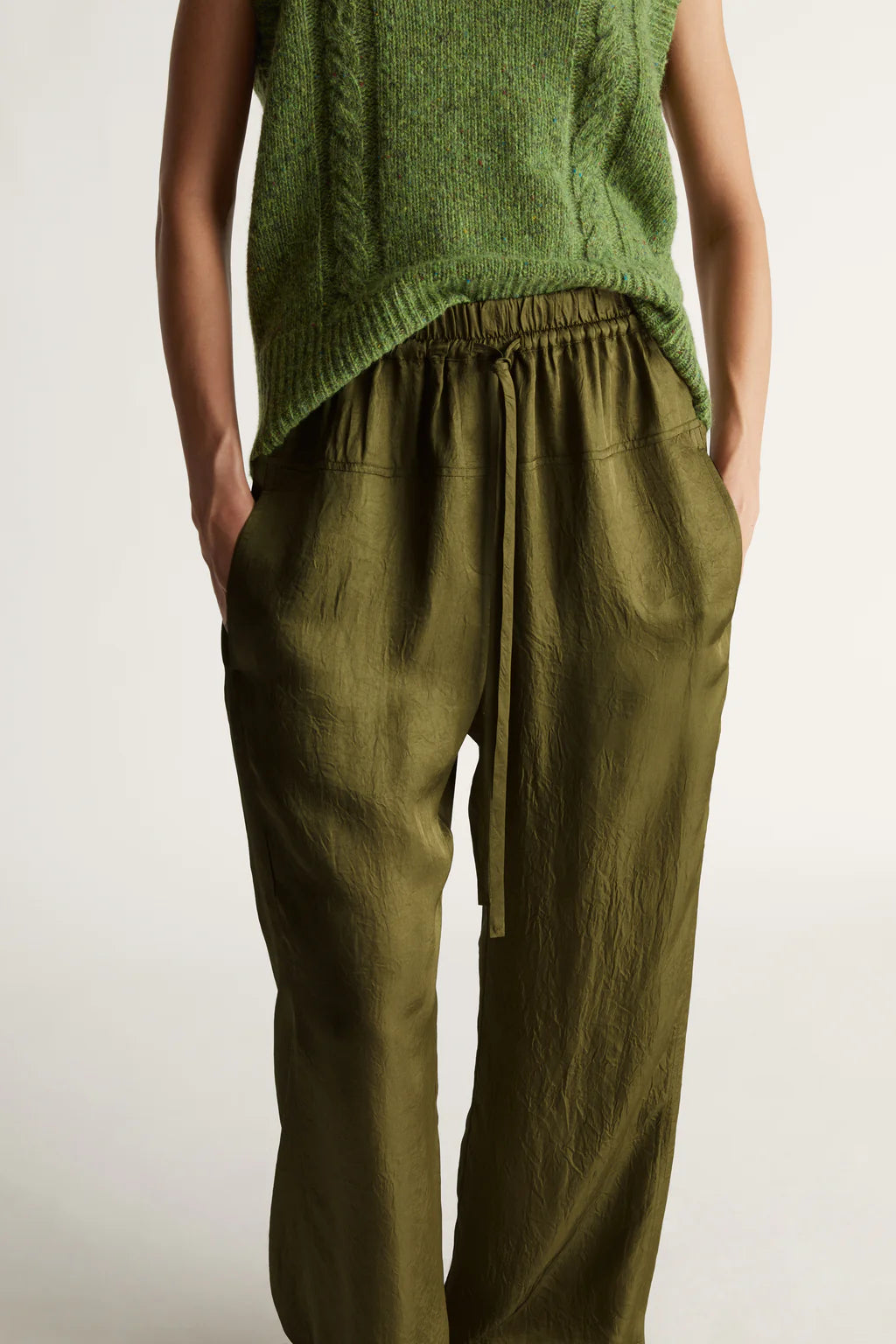 Lee Mathews Eden Pant in Khaki Green