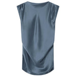 Blue satin sleeveless top