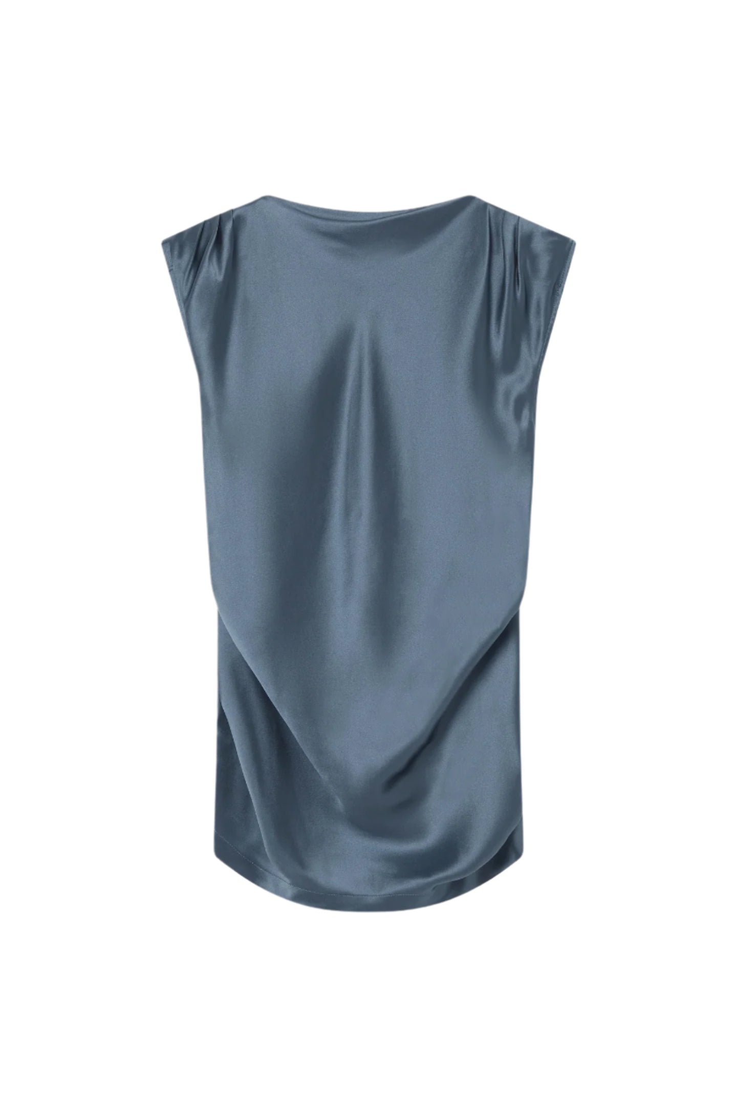 Blue satin sleeveless top