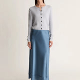Lee Mathews Stella Silk Satin Skirt in Teal