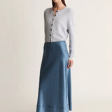 Lee Mathews Stella Silk Satin Skirt in Teal