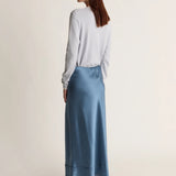 Lee Mathews Stella Silk Satin Skirt in Teal