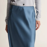 Lee Mathews Stella Silk Satin Skirt in Teal