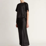 Lee Mathews Stella Silk Satin Skirt in Black