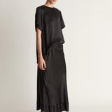 Lee Mathews Stella Silk Satin Skirt in Black