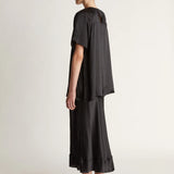 Lee Mathews Stella Silk Satin Skirt in Black