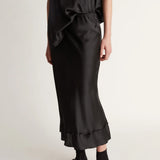 Lee Mathews Stella Silk Satin Skirt in Black