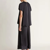 Lee Mathews Stella Silk Satin Skirt in Midnight
