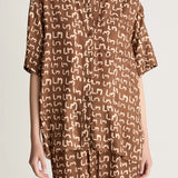 Lee Mathews Monogram Short Sleeve Shirt in Walnut