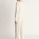 Lee Mathews Cotton Cashmere Wide Leg Pant in Oat