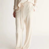 Lee Mathews Cotton Cashmere Wide Leg Pant in Oat