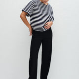 Matteau Relaxed Stripe Tee in French Navy