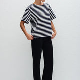 Matteau Relaxed Stripe Tee in French Navy