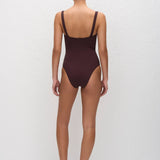 Matteau Square Maillot in Aubergine Crinkle