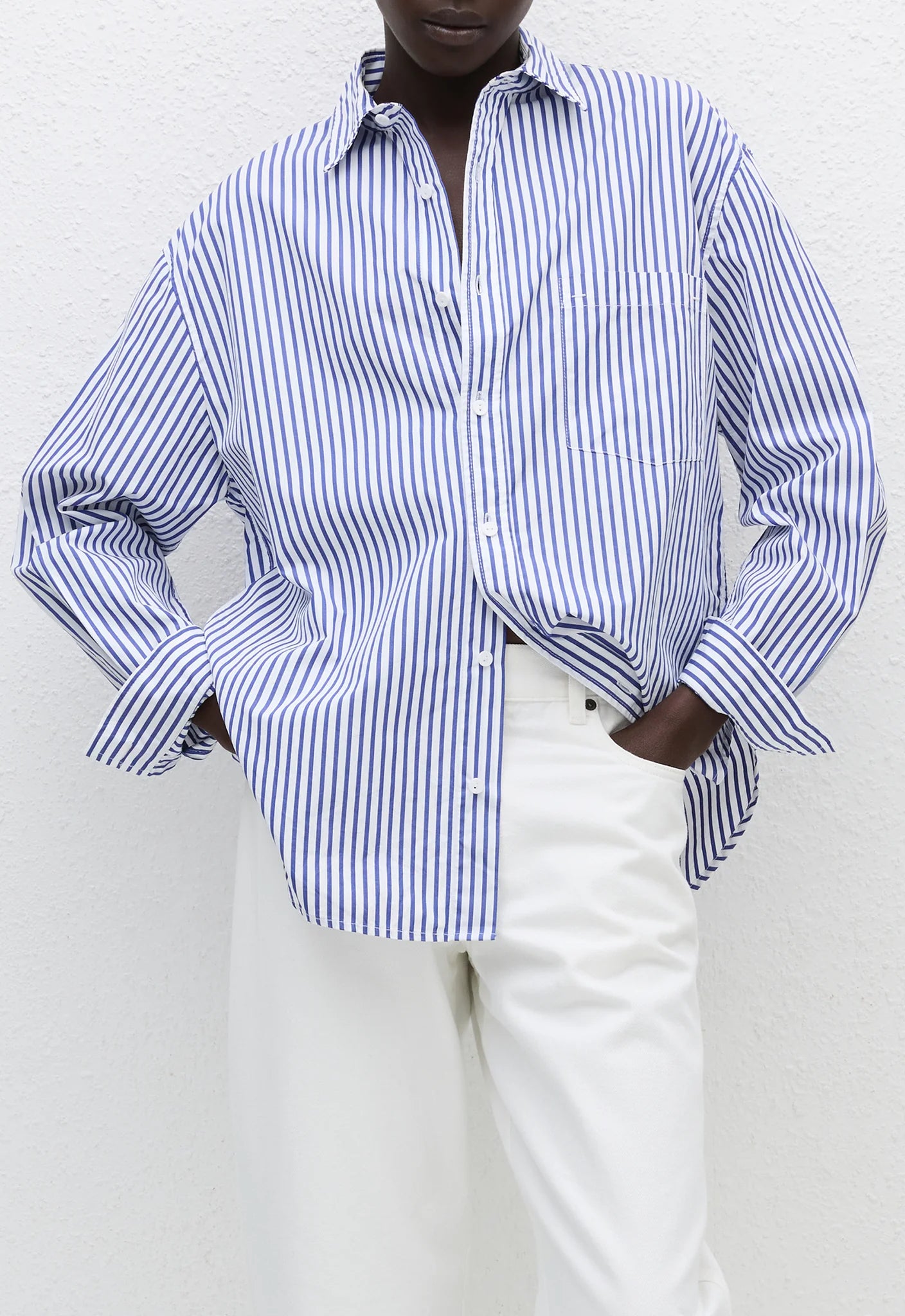 Matteau Classic Stripe Shirt in Cobalt Stripe