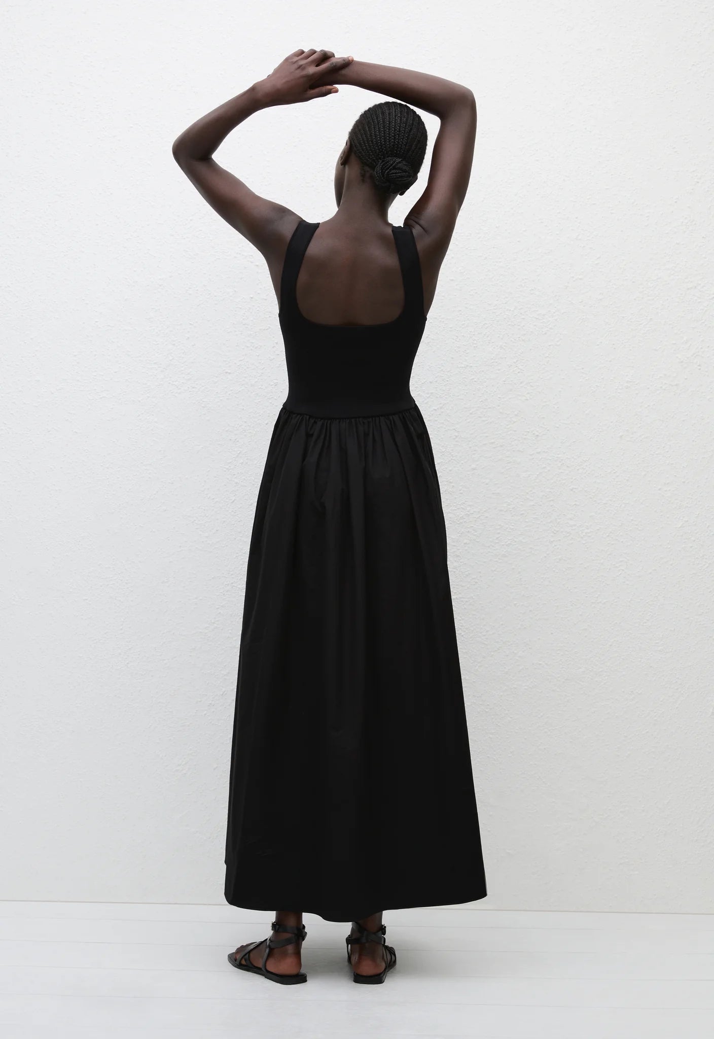 Matteau Knit and Cotton Dress in Black