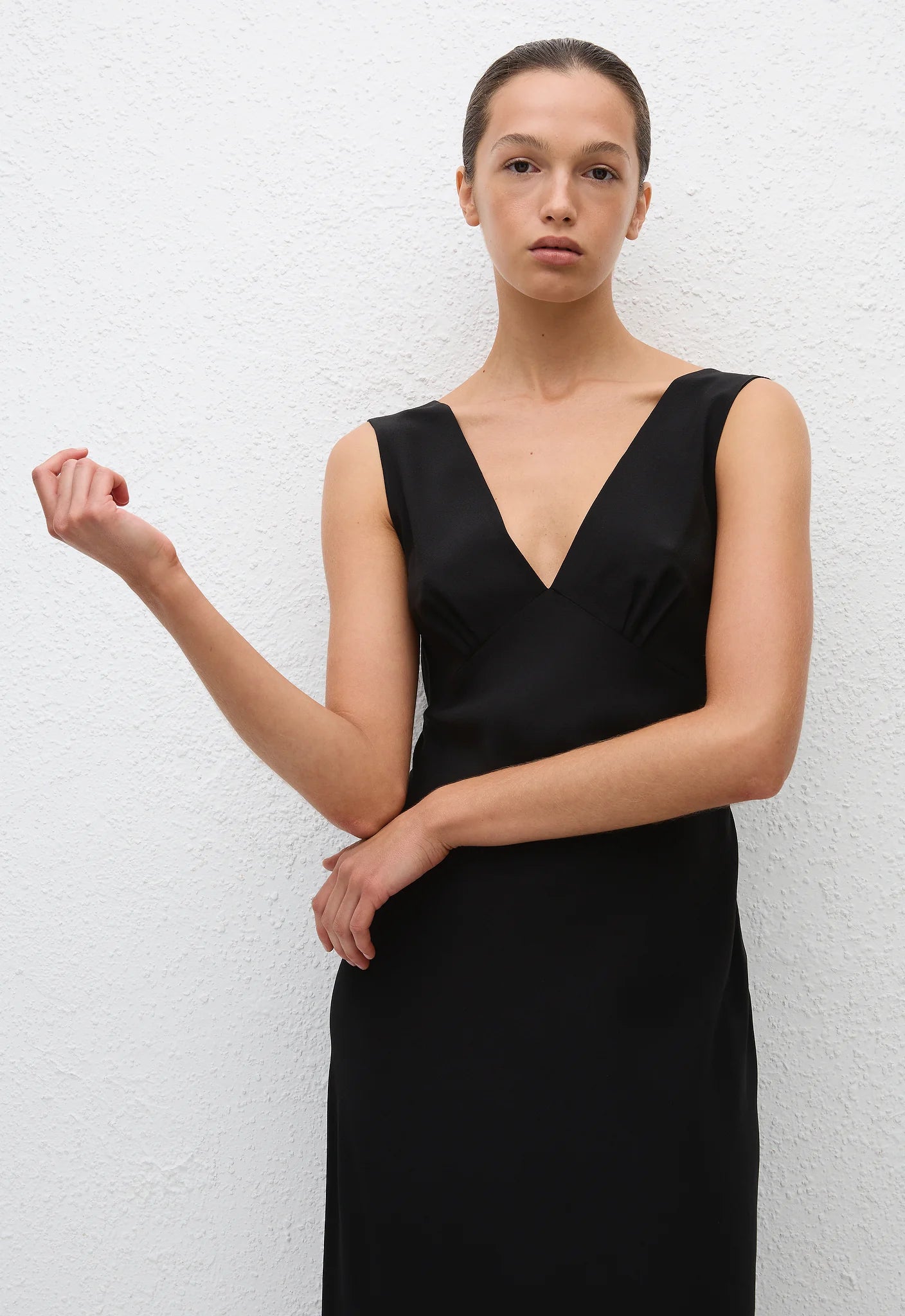 Matteau Plunge Slip Dress in Black