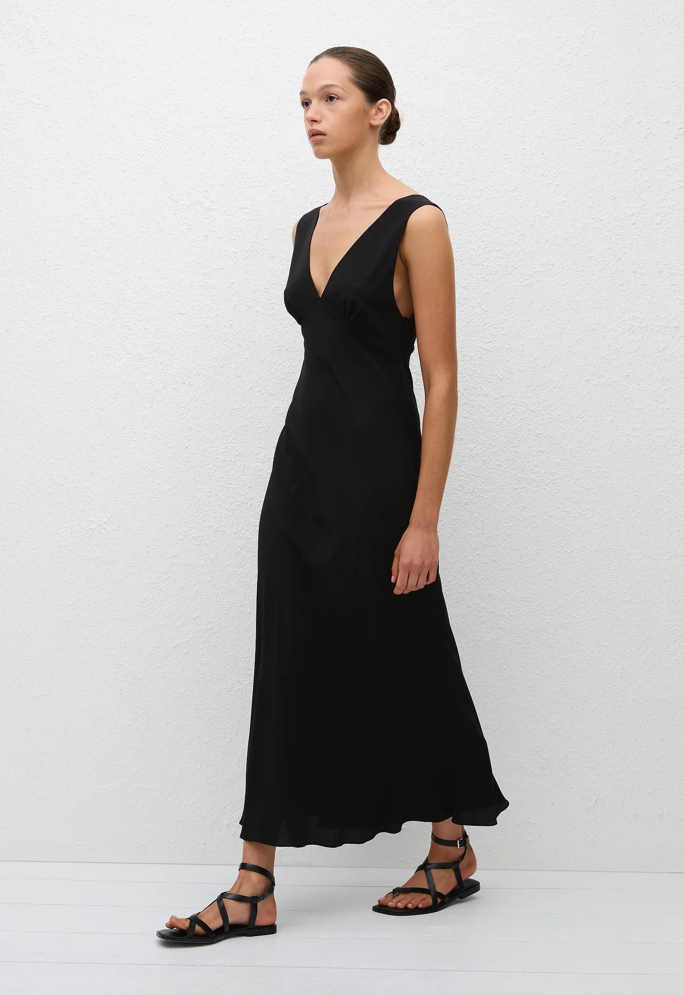 Matteau Plunge Slip Dress in Black