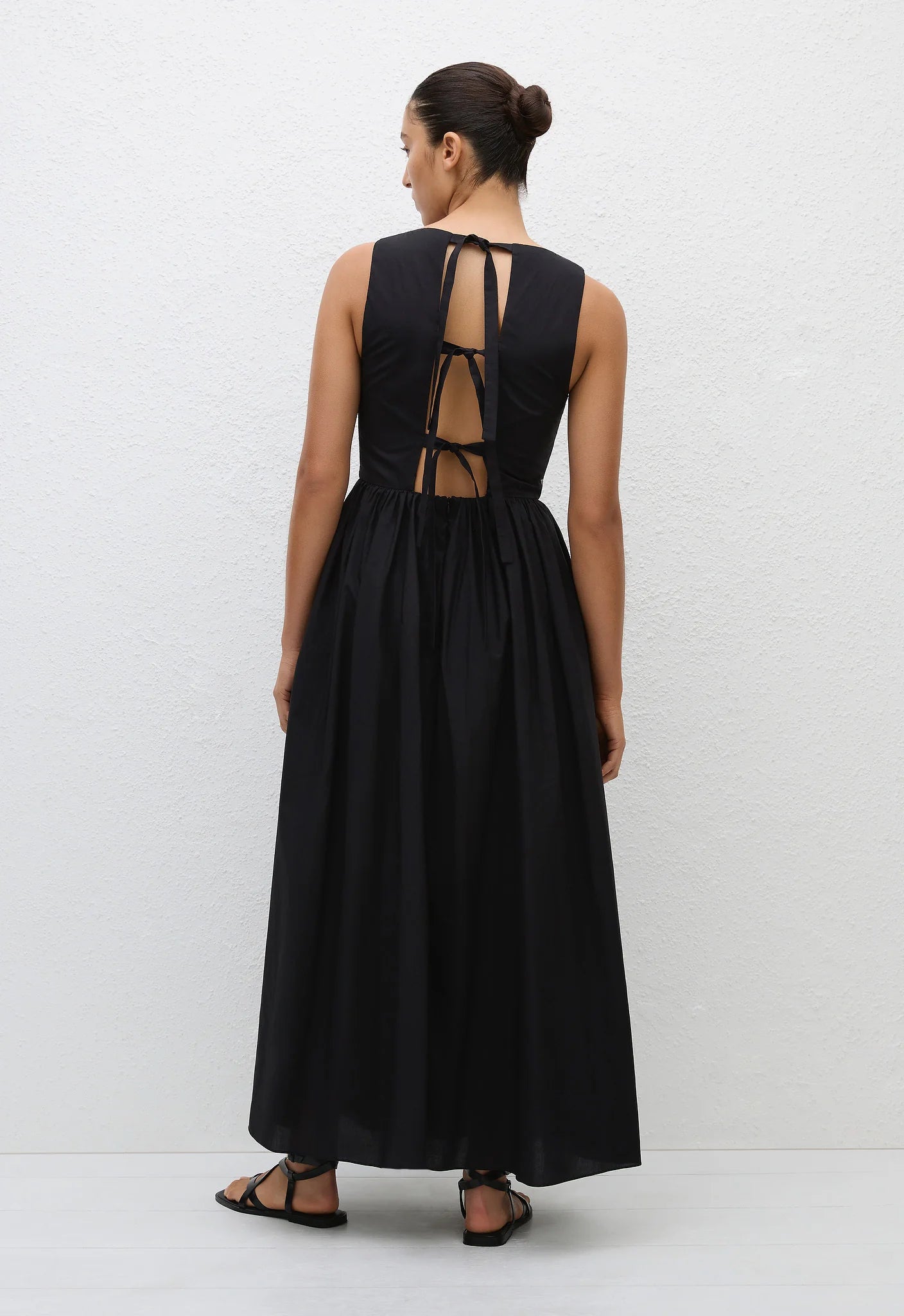 Matteau Tie Back Midi Dress in Black