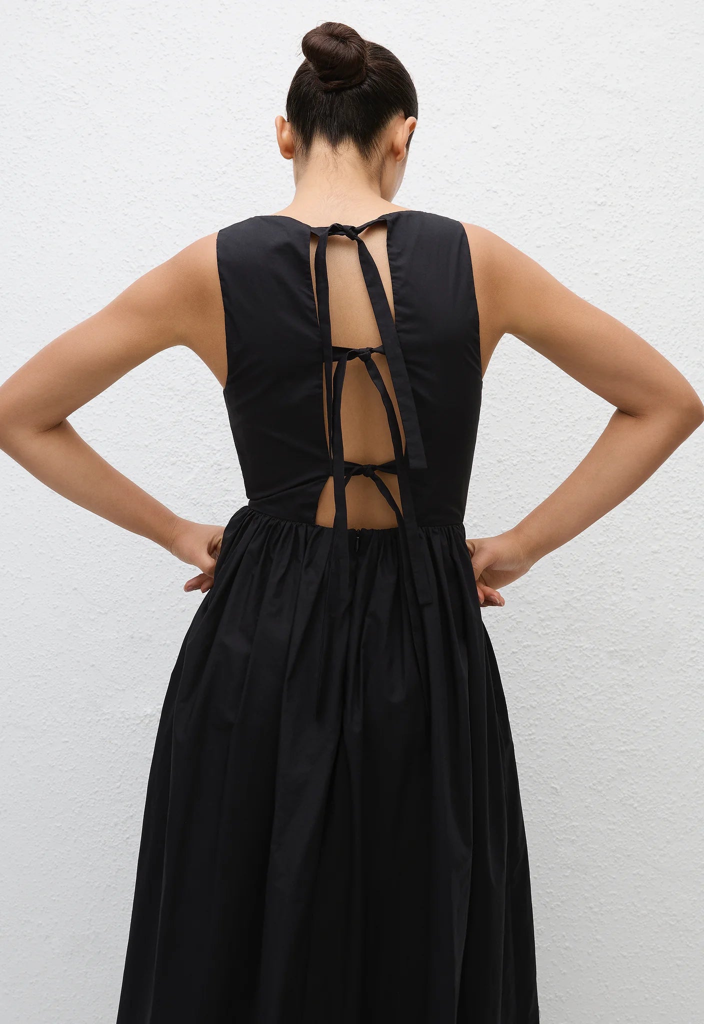 Matteau Tie Back Midi Dress in Black