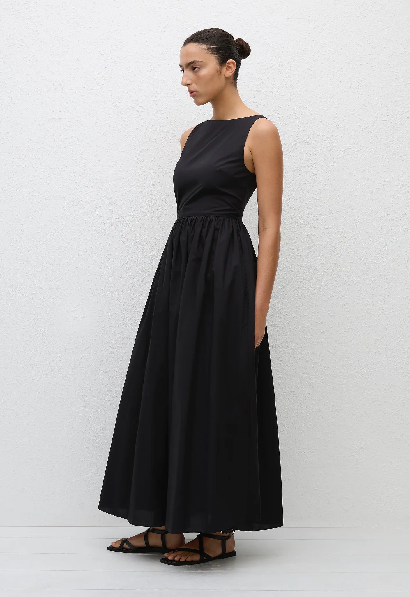 Matteau Tie Back Midi Dress in Black