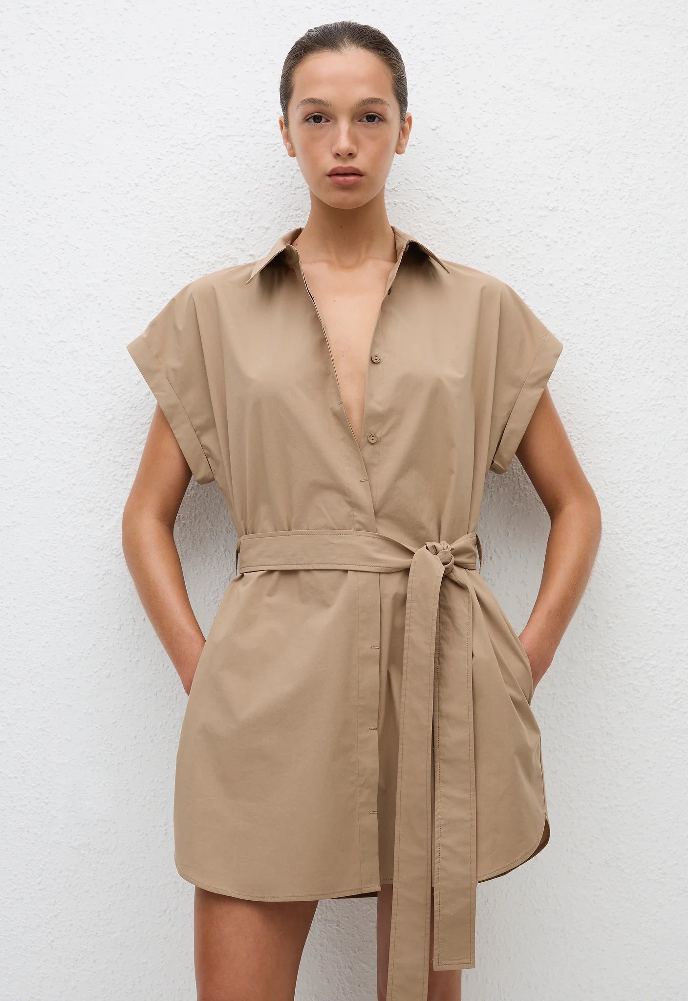 Matteau Mini Shirt Dress in Stone