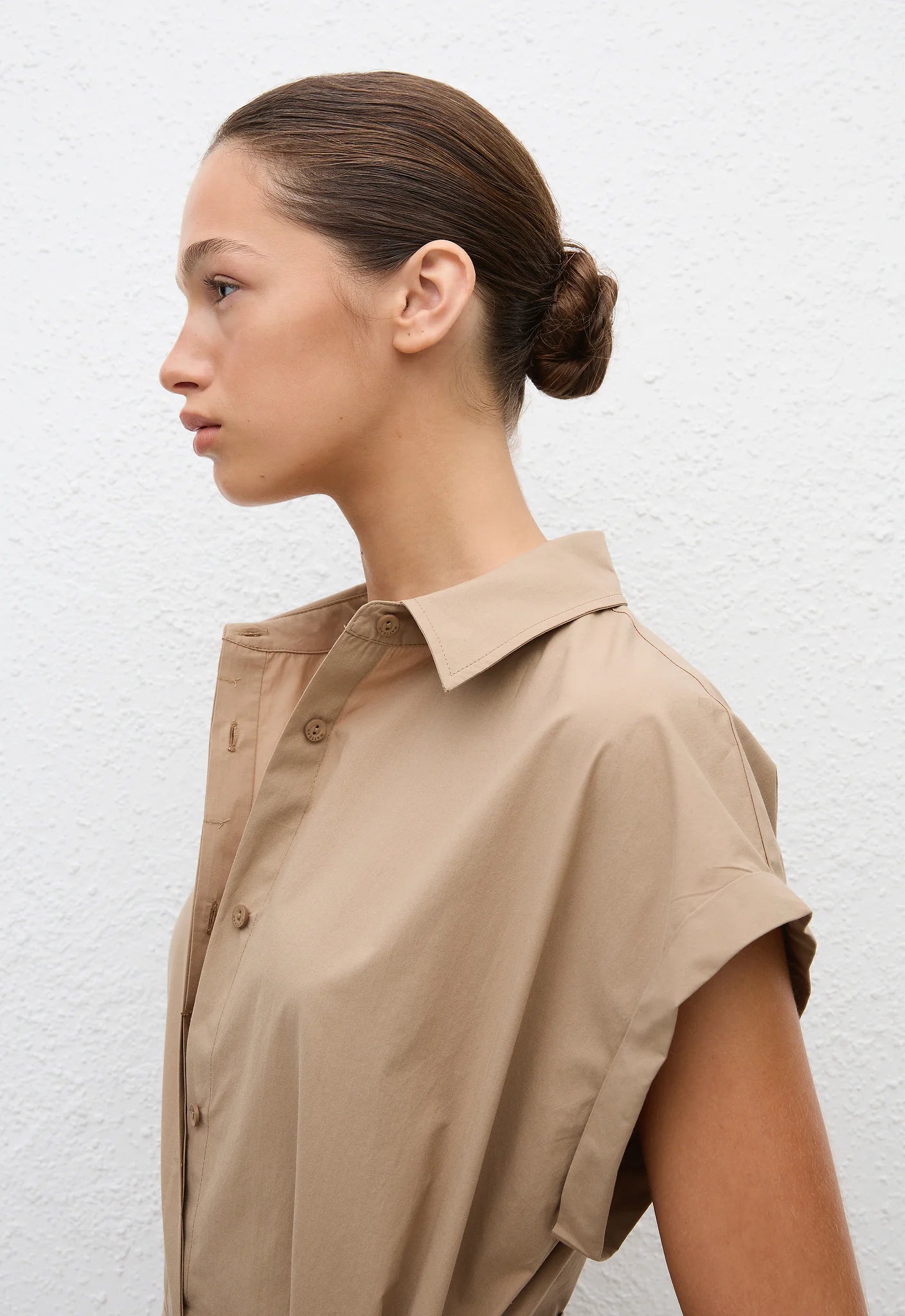 Matteau Mini Shirt Dress in Stone