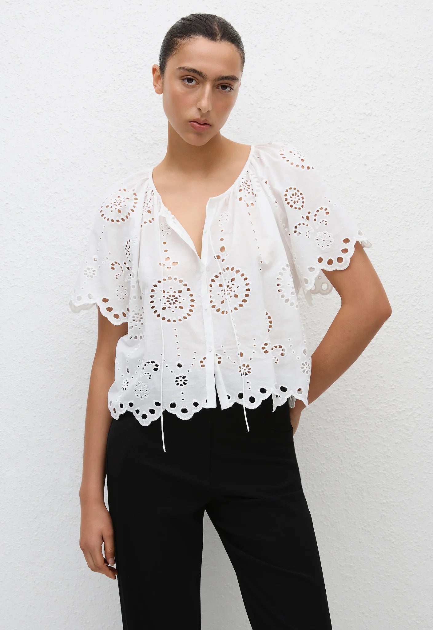 Matteau Broderie Blouse in White