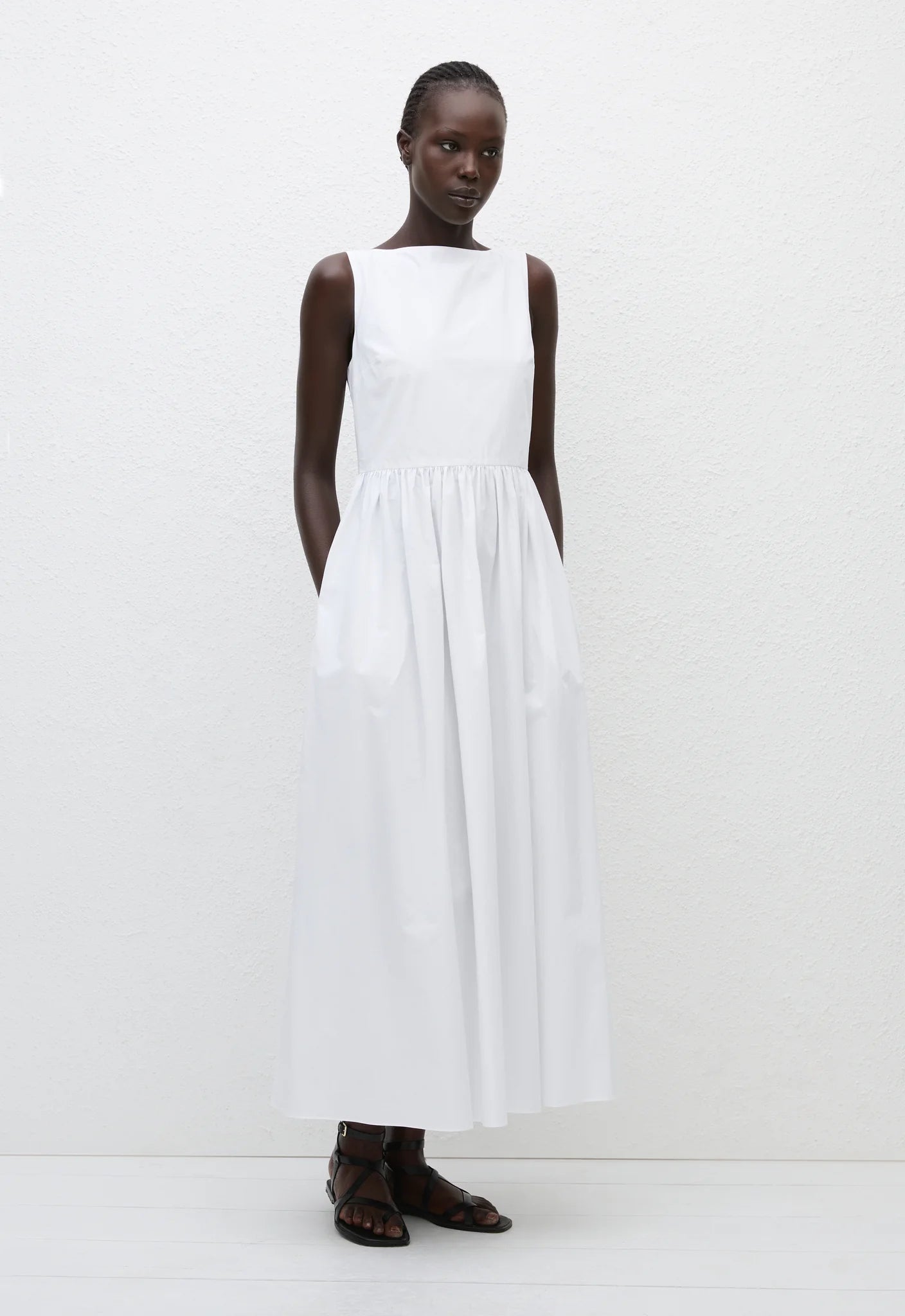 Matteau Tie Back Midi Dress in White