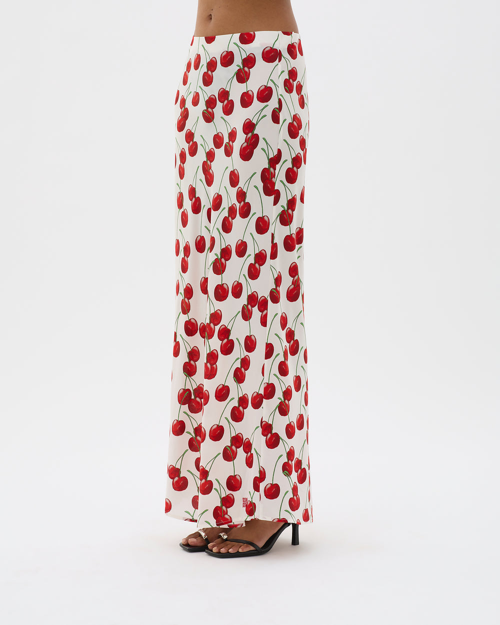 Muma World White Cherry Bias Maxi Skirt in White Cherry