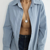 Nina Gordon Concave Pendant Necklace in Silver