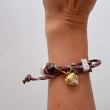 Petite Chou Le Piscine and Pearl Bracelet on Brown Cord