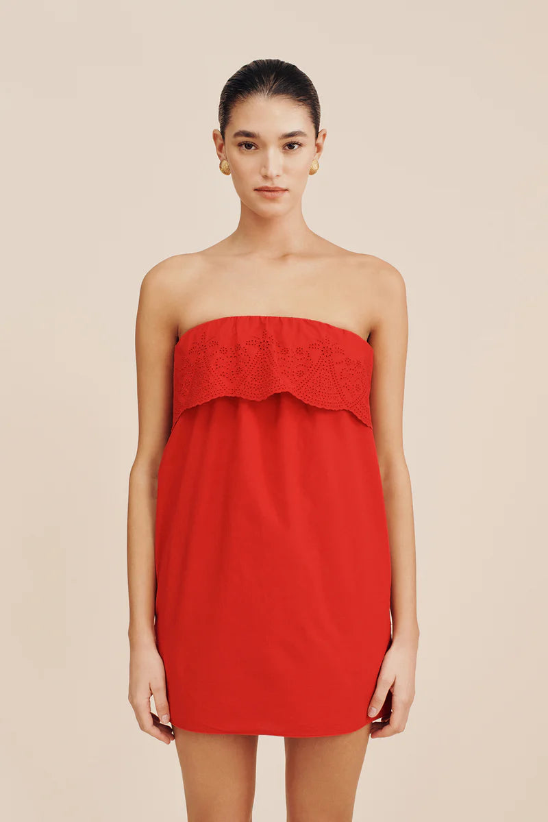 Posse Beryl Strapless Mini Dress in Ruby