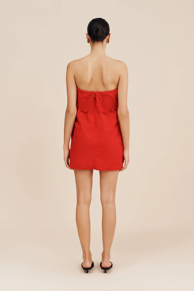 Posse Beryl Strapless Mini Dress in Ruby