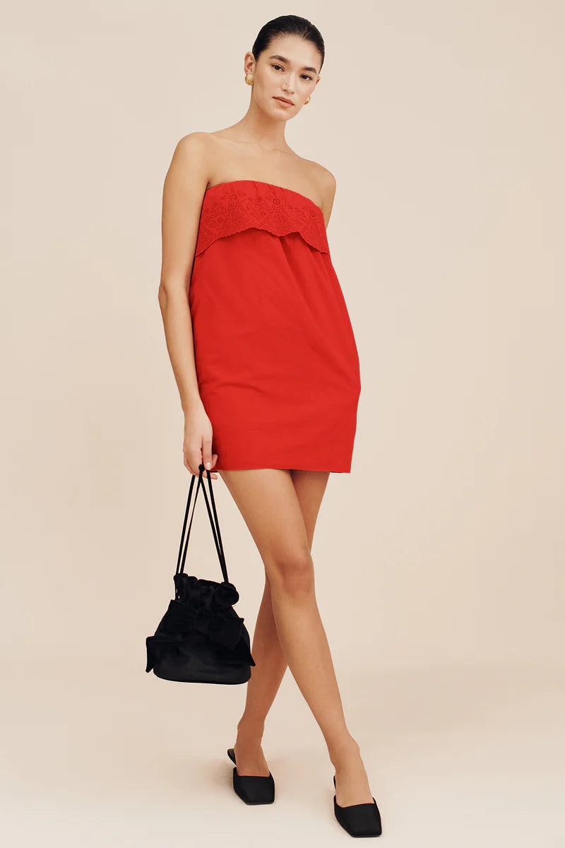 Posse Beryl Strapless Mini Dress in Ruby