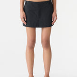 Bassike Crushed Cotton Mini Skort in Black