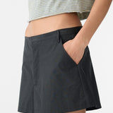 Bassike Crushed Cotton Mini Skort in Black