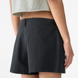 Bassike Crushed Cotton Mini Skort in Black