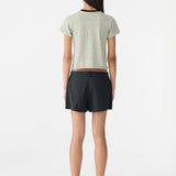 Bassike Crushed Cotton Mini Skort in Black