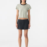 Bassike Crushed Cotton Mini Skort in Black