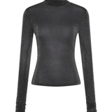 Sir Chiano Long Sleeve Top in Black Silver