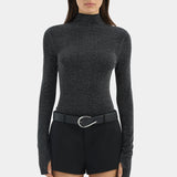 Sir Chiano Long Sleeve Top in Black Silver