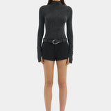 Sir Chiano Long Sleeve Top in Black Silver