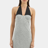 Sir Lisander Halter Midi Dress in Polka Dot Bianca