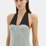 Sir Lisander Halter Midi Dress in Polka Dot Bianca