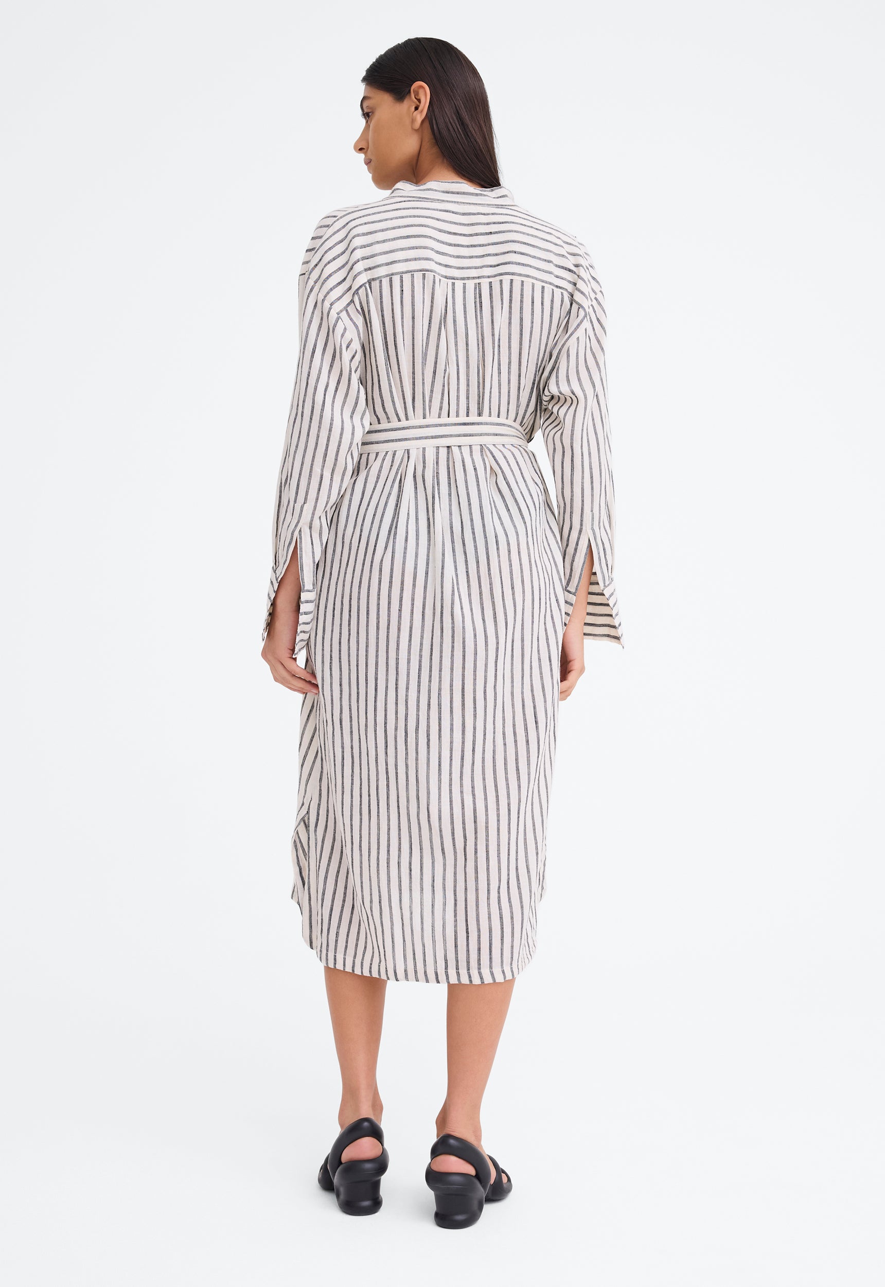 Jac and Jack Shakespeare Dress in Double Bold Stripe Natural and Black