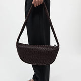 St Agni Lattice Weave Crescent Bag in Port